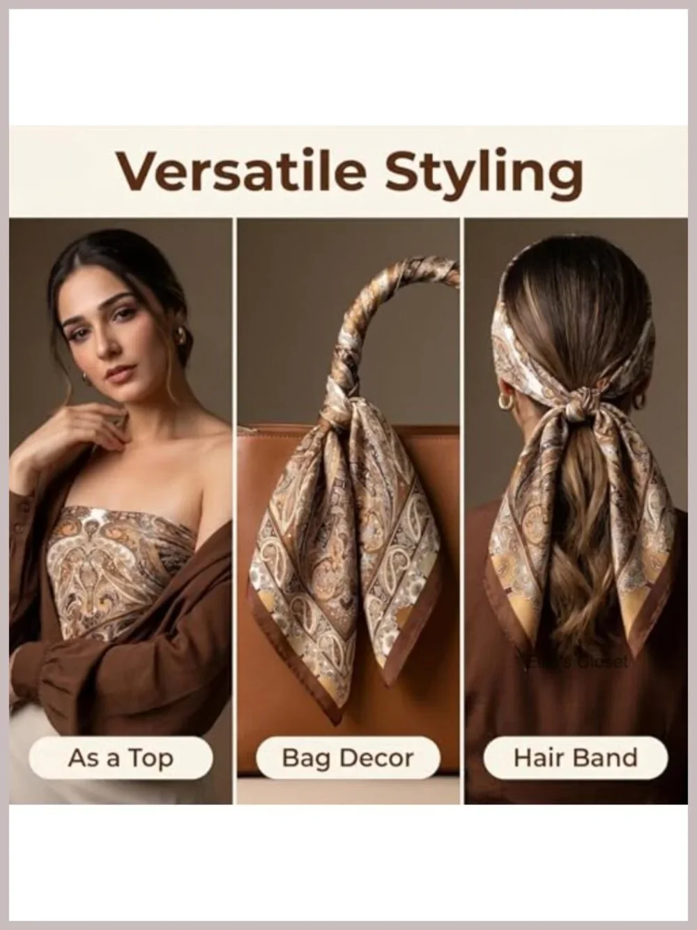 Satin Head Scarf Silk Like Bandana Square Neck Scarf Hair Accessory for Women